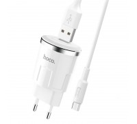 Мережевий Зарядний пристрій 1USB Hoco C37A White + USB Cable MicroUSB (2.4A)