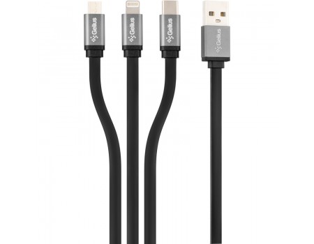 Кабель для зарядки Gelius Pro Squid GP-UC102 3in1 (MicroUSB/Lightning/Type-C) Black (2.1A)