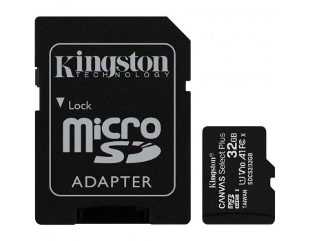 Карта пам'яті microSDHC 32Gb KIngston Canvas Select Plus A1 (UHS-1) (R-100Mb/s) + Adapter SD
