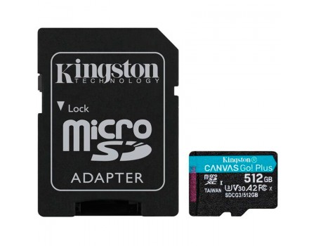 Карта пам'яті microSDXC 512Gb Kingston Canvas Go Plus A2 V30 (UHS-1 U3) (R-170Mb/s) + Adapter SD