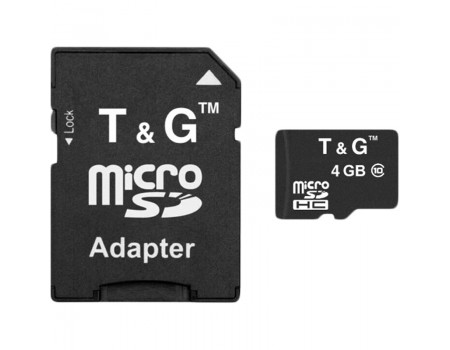 Карта пам'яті microSDHC 4Gb T&G (Class 10) + Adapter SD