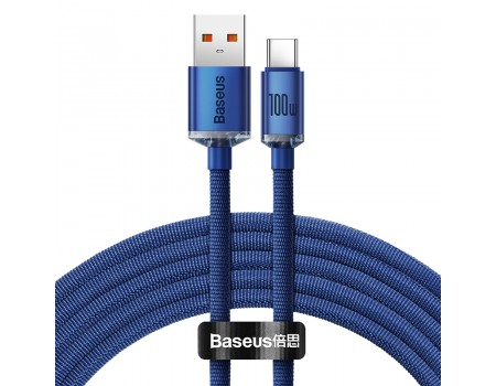 Кабель Baseus Crystal Shine USB 2.0 to Type-C 100W 2M Синій (CAJY000503)
