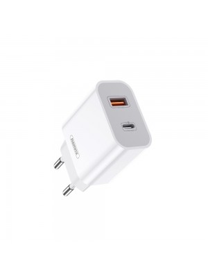 Сетевое зарядное устройство Remax Surie 2 порта USB + Type-C 20W PD+QC Белый (RP-U68)