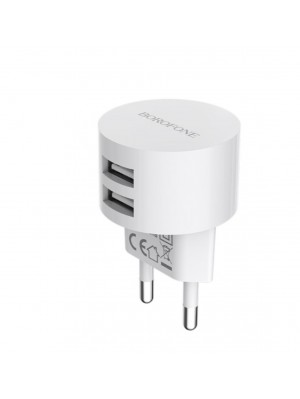 Мережевий зарядний пристрій BOROFONE BA23A Brilliant dual port charger set(Micro) White