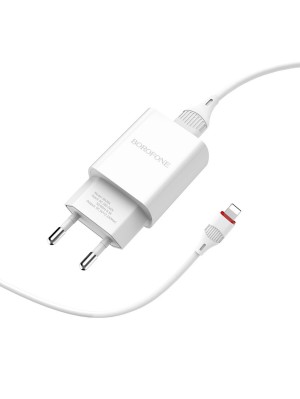 Сетевое зарядное устройство BOROFONE BA20A Sharp single port charger set(Lightning) White