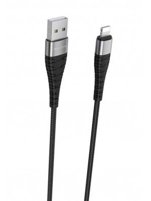 Кабель BOROFONE BX32 USB to iP 2.4A, 1m, nylon, aluminum+TPE connectors, Black