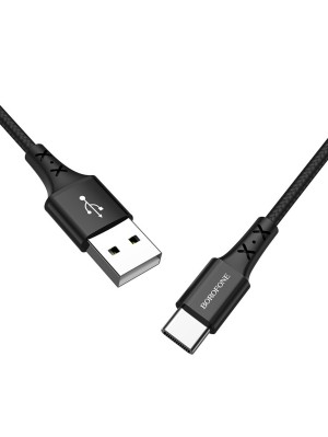 Кабель BOROFONE BX20 USB to iP 2A, 1m, nylon, TPE connectors, Black