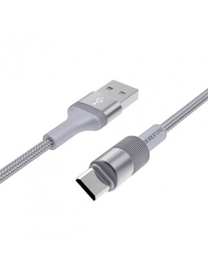 Кабель BOROFONE BX21 Outstanding Micro-USB 1m, 2.4A woven braid Metal Gray