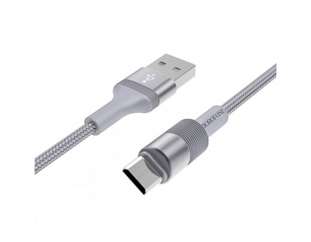 Кабель BOROFONE BX21 Outstanding Micro-USB 1m, 2.4A woven braid Metal Gray