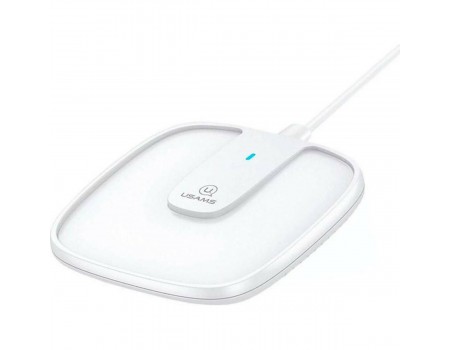 Беспроводное зарядное устройство Usams US-CD153 Ultra-thin Magnetic Fast Wireless Charger With Cable White