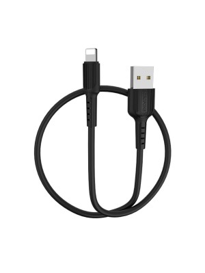 Кабель BOROFONE BX16 USB to iP 2A, 1m, PVC, TPE connectors, Black
