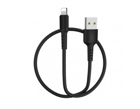 Кабель BOROFONE BX16 USB to iP 2A, 1m, PVC, TPE connectors, Black