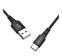 Кабель BOROFONE BX20 USB to Type-C 2A, 1m, nylon, TPE connectors, Black