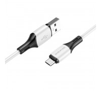 Кабель BOROFONE BX79 USB to Micro 2.4A, 1m, silicone, silicone connectors, White