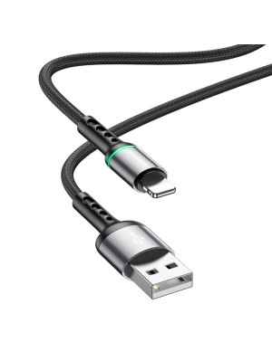 Кабель BOROFONE BU33 USB to iP 2.4A, 1.2m, nylon, aluminum connectors, light indicator, Black