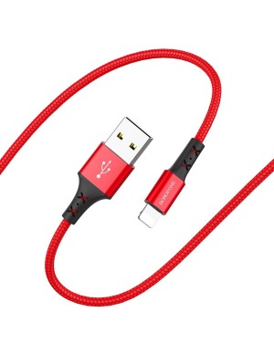 Кабель BOROFONE BX20 USB to iP 2A, 1m, nylon, TPE connectors, Red