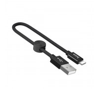 Кабель HOCO X35 USB to iP 2.4A, 0.25m, nylon, aluminum connectors, Black