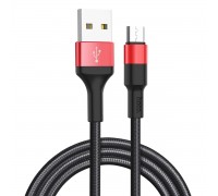 Кабель Hoco X26 USB to Micro 2A, 18W 1m, nylon, aluminum connectors, Black+Red