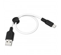 Кабель HOCO X21 Plus USB to Micro 2.4A, 0.25m, silicone, silicone connectors, Black+White