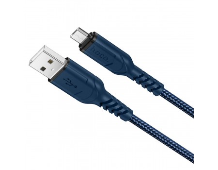 Кабель HOCO X59 USB to Micro 2.4A, 1m, nylon, TPE connectors, Blue