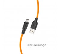 Кабель HOCO X21 Plus USB to Micro 2.4A, 1m, silicone, silicone connectors, Black+Orange