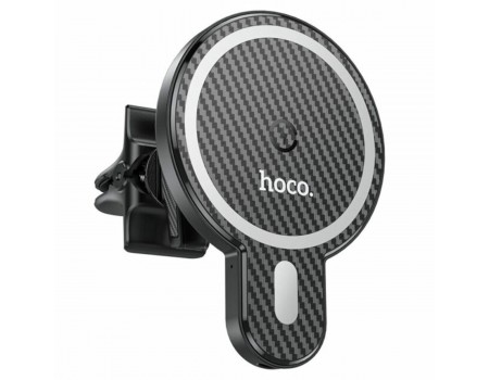 Тримач для мобільного HOCO CA85 Ultra-fast magnetic wireless charging car holder Black