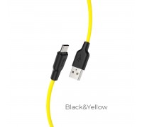 Кабель HOCO X21 Plus USB to Micro 2.4A, 1m, silicone, silicone connectors, Black+Yellow