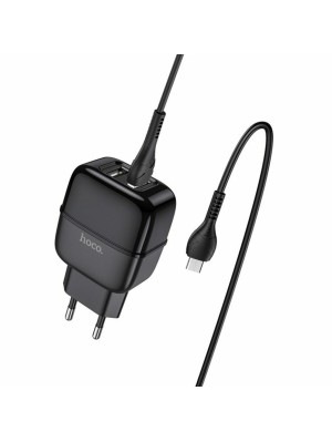 Мережевий зарядний пристрій HOCO C77A Highway dual port charger set(Micro) Black