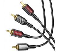 Аудiо-кабель BOROFONE BL13 2RCA red and white double lotus audio cable Black
