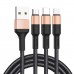 Кабель Hoco X26 Xpress one pull three charging cable,lightning+Micro+Type-c Black＆Gold