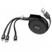 Кабель Hoco U50 3-in-1 retractable charging data cable Black