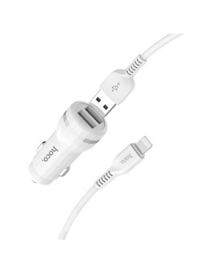 АЗП Hoco Z27 Staunch dual port in-car charger set with Lightning 2USB 2.4A White