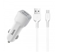 АЗП Hoco Z23 grand style dual-port car charger with Micro 2USB 2.4A White