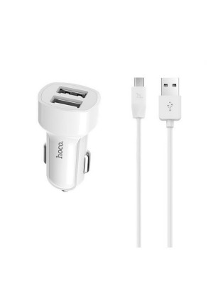 АЗП Hoco Z2A two-port Car charger set with Micro cable 2USB 2.4A White