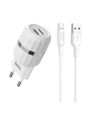 СЗУ Hoco C41A Wisdom Dual Port Charger set with Type - C cable (EU) 2USB 2.4 A White