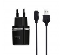 МЗП Hoco C12 Smart dual USB charger set with Lightning cable ( EU ) 2USB 2.4A Black