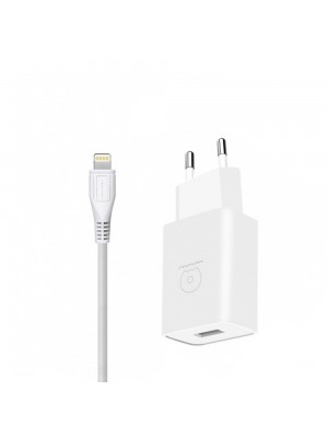 Сетевое зарядное устройство WUW T28 2.1A USB with Lightning Cable White