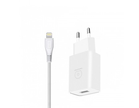 Сетевое зарядное устройство WUW T28 2.1A USB with Lightning Cable White