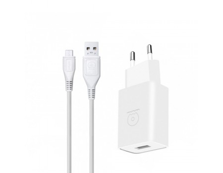 Сетевое зарядное устройство WUW T28 2.1A USB with Micro Cable White