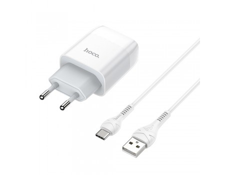 Сетевое зарядное устройство Hoco C72A Glorious single port charger set (Type-C) (EU) White