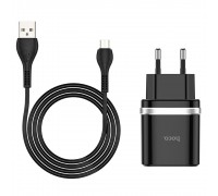 Сетевое зарядное устройство Hoco C12Q Smart QC3.0 charger set (Type-C) (EU) Black