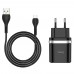 Сетевое зарядное устройство Hoco C12Q Smart QC3.0 charger set (Type-C) (EU) Black