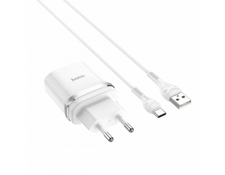 Сетевое зарядное устройство Hoco C12Q Smart QC3.0 charger set (Type-C) (EU) White