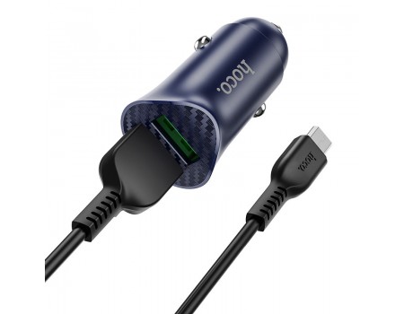 АЗП Hoco Z39 Farsighted dual port QC3.0 Car charger set ( Microsoft ) Blue