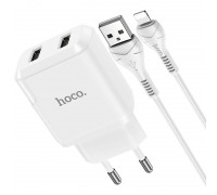 МЗП Hoco N7 Speedy dual port charger set Lightning ( EU ) White