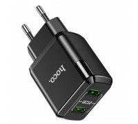 Сетевое зарядное устройство Hoco N6 Charmer dual port QC3.0 charger (EU) Black