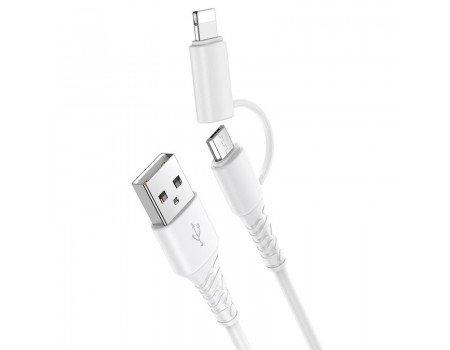 Кабель Hoco X54 Cool dual 2 in 1 charging data cable Micro/Lightning White