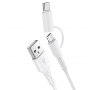 Кабель Hoco X54 Cool dual 2 in 1 charging data cable Micro/Type-C White