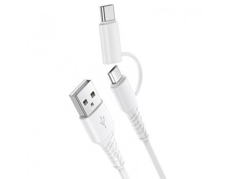 Кабель Hoco X54 Cool dual 2 in 1 charging data cable Micro/Type-C White