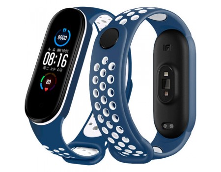 Ремешок Nike Sport Mi Band 5/6 Dark Blue/White